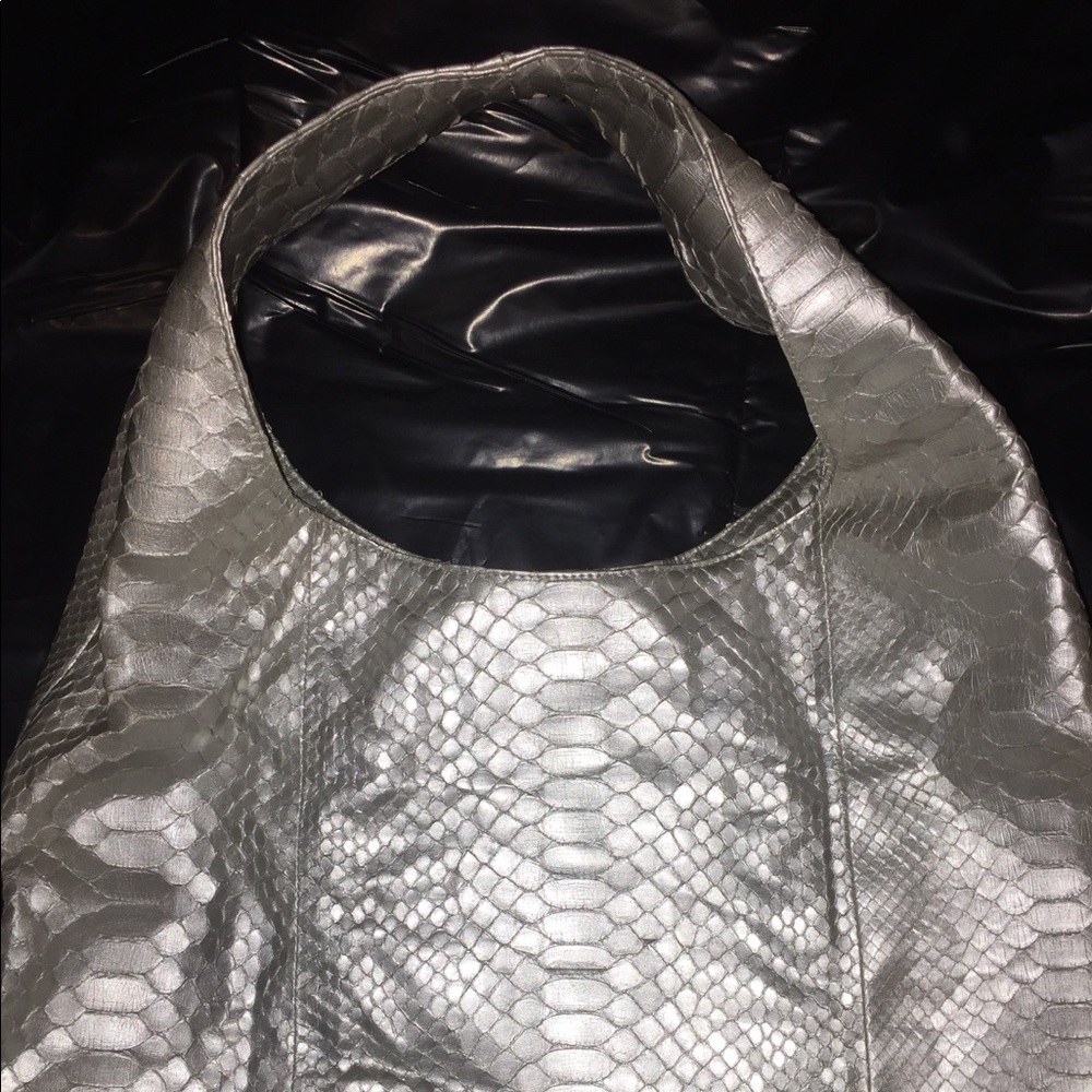 Silver Metallic Python Hobo Bag - image 1